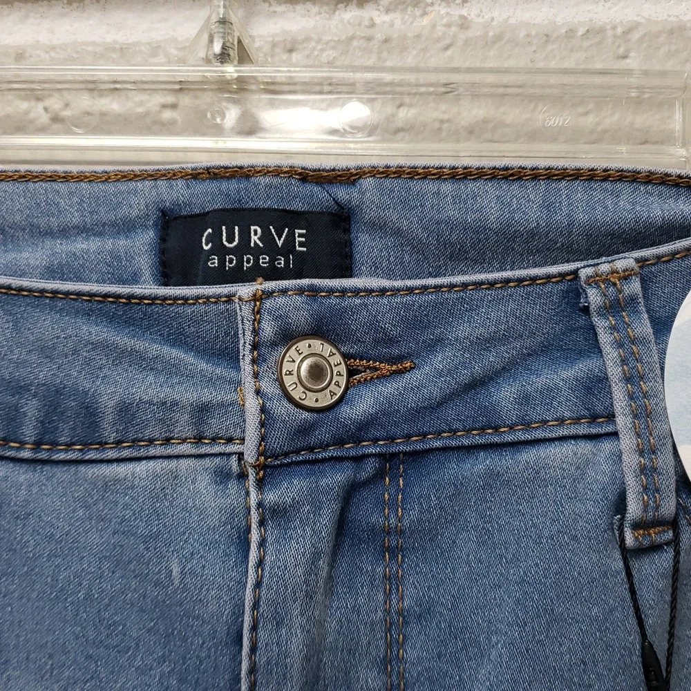 Curve Appeal Light Blue Women's Stretch Skinny Jeans - Picture 4 of 7